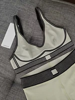 Yoga Sports Set Bra with Padding High Quality Flocking Skin Friendly Comfortable Elastic Vest Pants Pilates Shape Two Piece Set 1