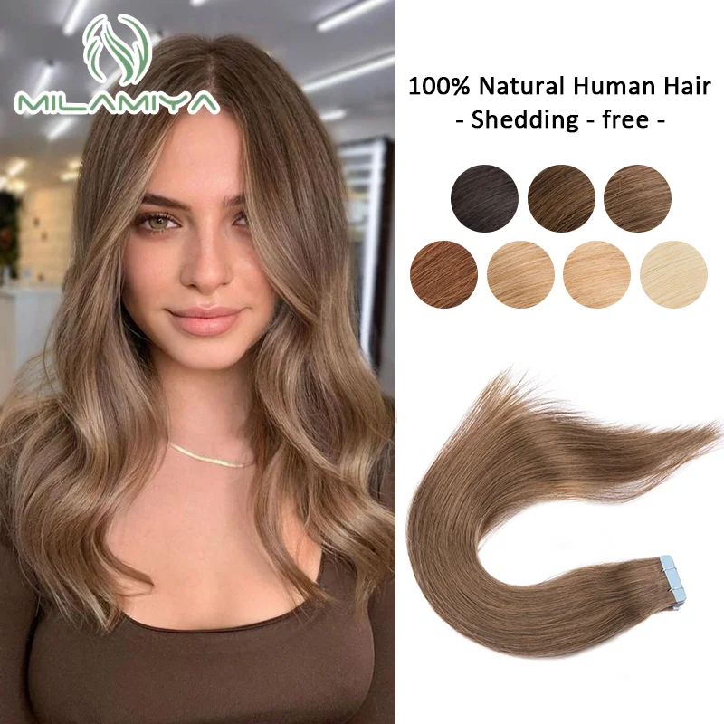 Tape In Human Hair Straight Extensions 100% Real Remy Human Hair Skin Weft Adhesive Glue On For Salon High Quality for Woman