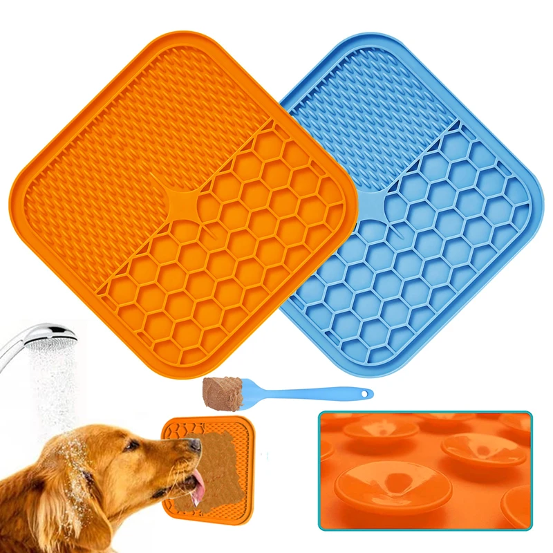 Silicone Licking Pad Pet Dog Suction Lick Pad Bath Peanut Butter Slow Eating Licking Feeder Cats Lickmat Feeding Dog Lick Mat