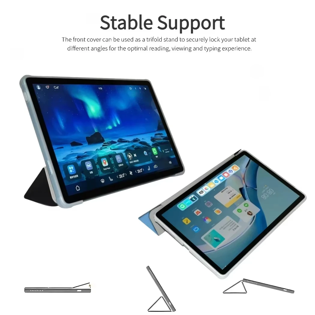 Slim Folding Trifold Stand PU Leather Tablet Case with Auto Wake/Sleep Feature