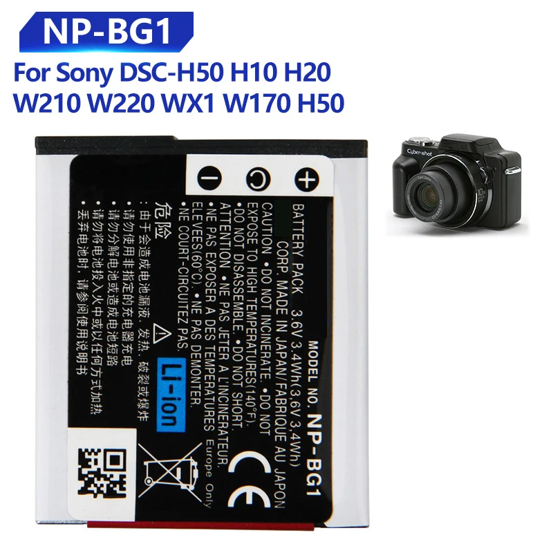 Batteria Di Ricambio Per Sony H20 Hx7 T20 Dsc-W300 W210 Wx10 H70 H50 H10 Hx5C Np-Bg1 Batteria Ricaricabile Del Telefono 1260Mah