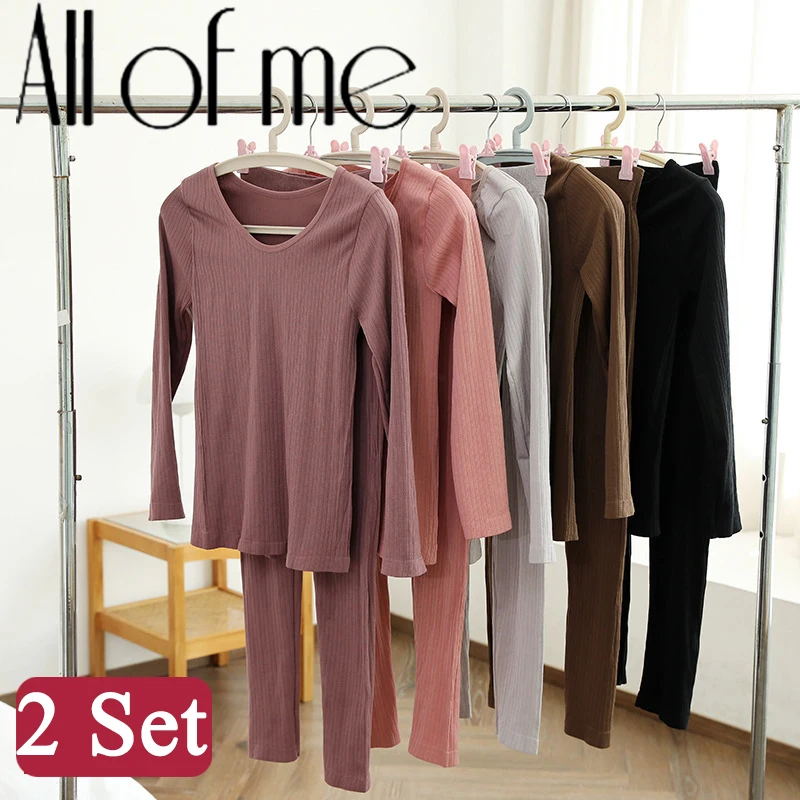 2Set Warm Thermal Underwear Sexy Ladies Intimates Long Johns Women Shaped Sets Female Middle Collar Thermal Shaping Clothes