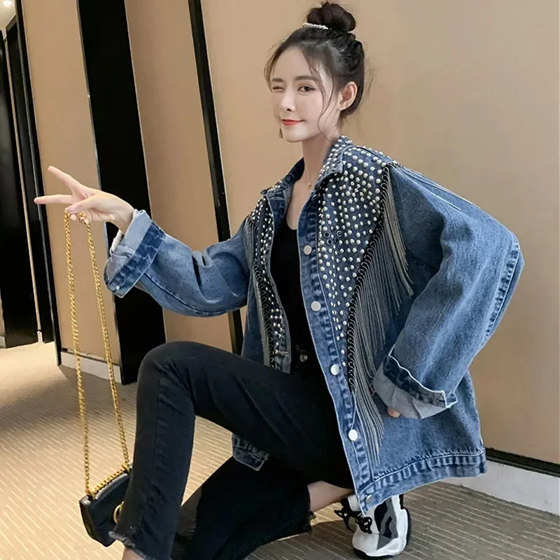 Temperament Denim Coat Female 2023 New Handsome Explosive Korean Version of Loose Denim Clothes Lazy Wind Women Tide Commuting X