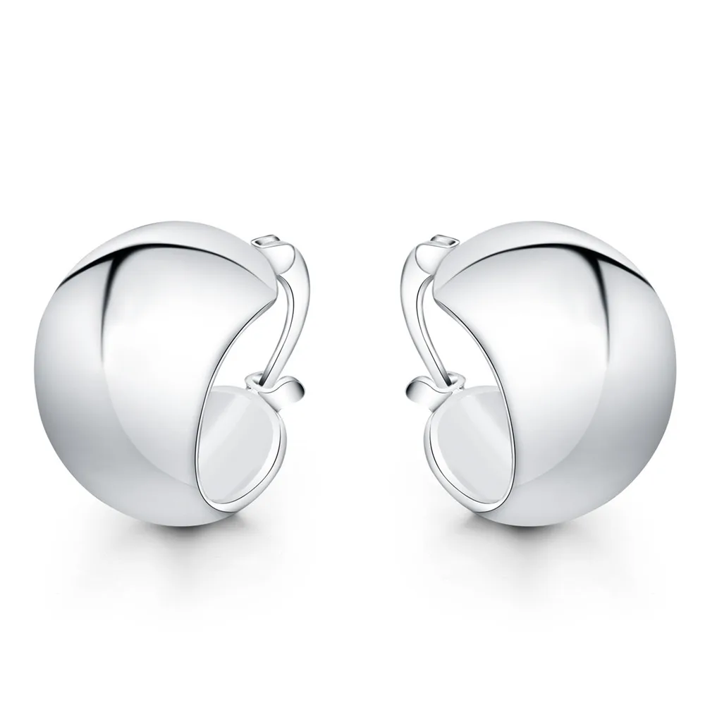 New 925 Sterling Silver Fine 20MM Polished Round Earrings Elegant Women Fashion Charm Wedding Jewelry Gift Wholesale - 2