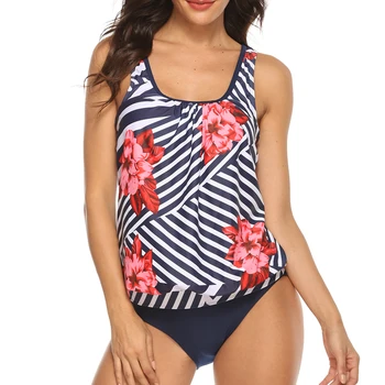 Tankini Plus Size Swimsuit Women 2024 Vintage Two Piece Swimwear New Bikini Bathing Suit Print Beachwear Swimming Suit XXXL