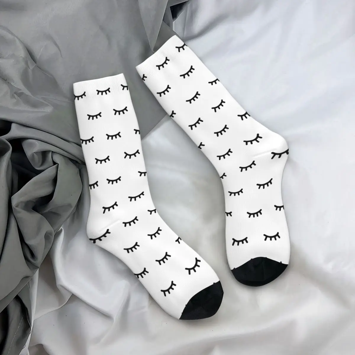 

Eyelash Closed Eyes Socks Men's Women's Polyester Casual Socks High Quality Spring Summer Autumn Winter Middle Tube Socks Gift