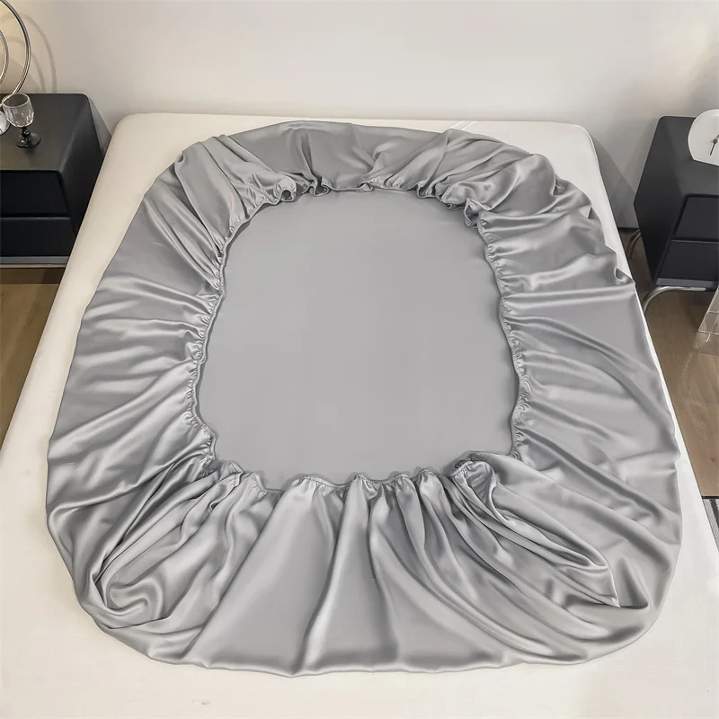 Natural Mulberry Silk Fitted Sheet  Mattress Cover Queen King Size Customized Size Luxury High-End Silk Bedding Sheets 3
