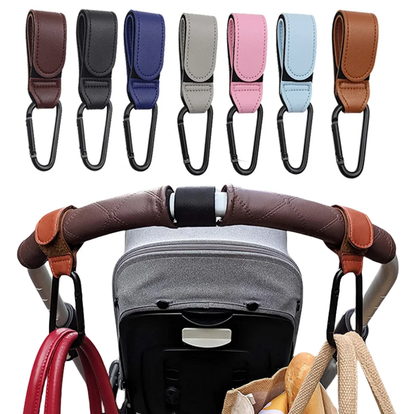 Bag Hook Baby Stroller Fashion PU Leather Adjustable Pram Cart Organizer Diaper Bag Hanger Children Travel Accessories
