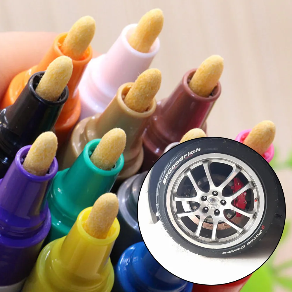 4pcs Tire Paint White Marker Pen Car Tire Pen Graffiti Coloring Paint Pen  Oily Waterproof White Gel Pen DIY Auto Rubber Tyre - AliExpress