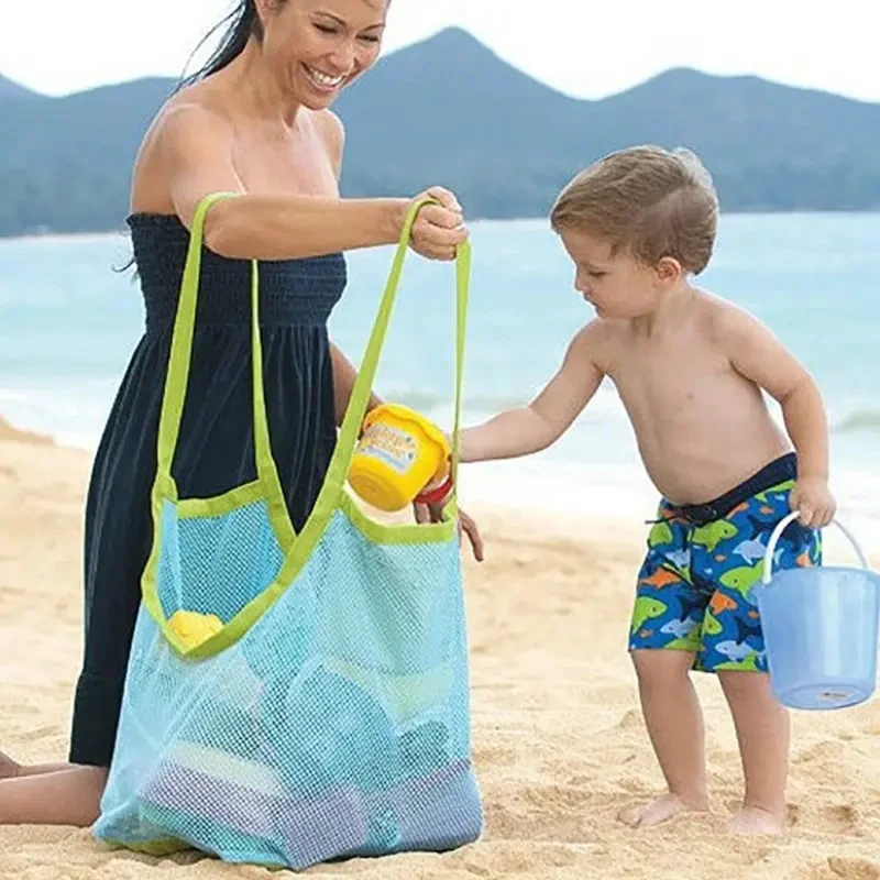 1/2pcsProtable Beach Bag Anti-sand Net for Kids Beach Toy Towel Storage Mesh Travel Large Toy Outdoor Waterproof Storage Bags