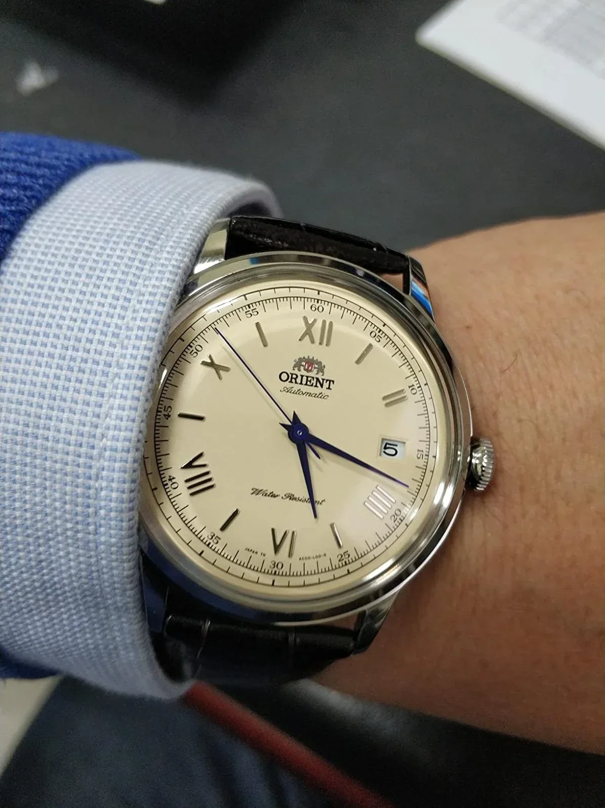 

Oriental double lion small blue needle orient automatic mechanical watch bubble mirror FAC00009N0 vintage men's watch waterproof