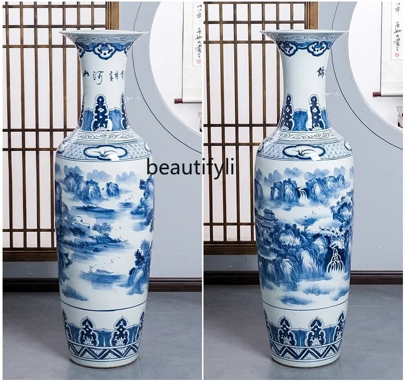 

Jingdezhen Ceramics Handmade and Hand-Painted Living Room Floor Vase Decoration Company Big Decorations