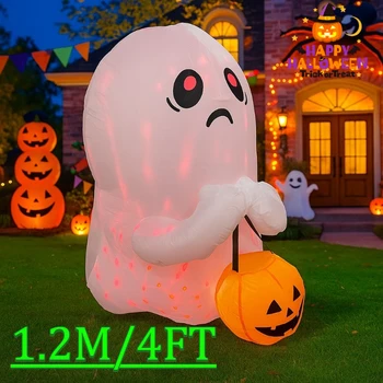4FT Party & Holiday DIY Decorations Halloween Inflatable Toys Party Ghost Colorful Lights Inflatable Model Outdoor Garden Decor
