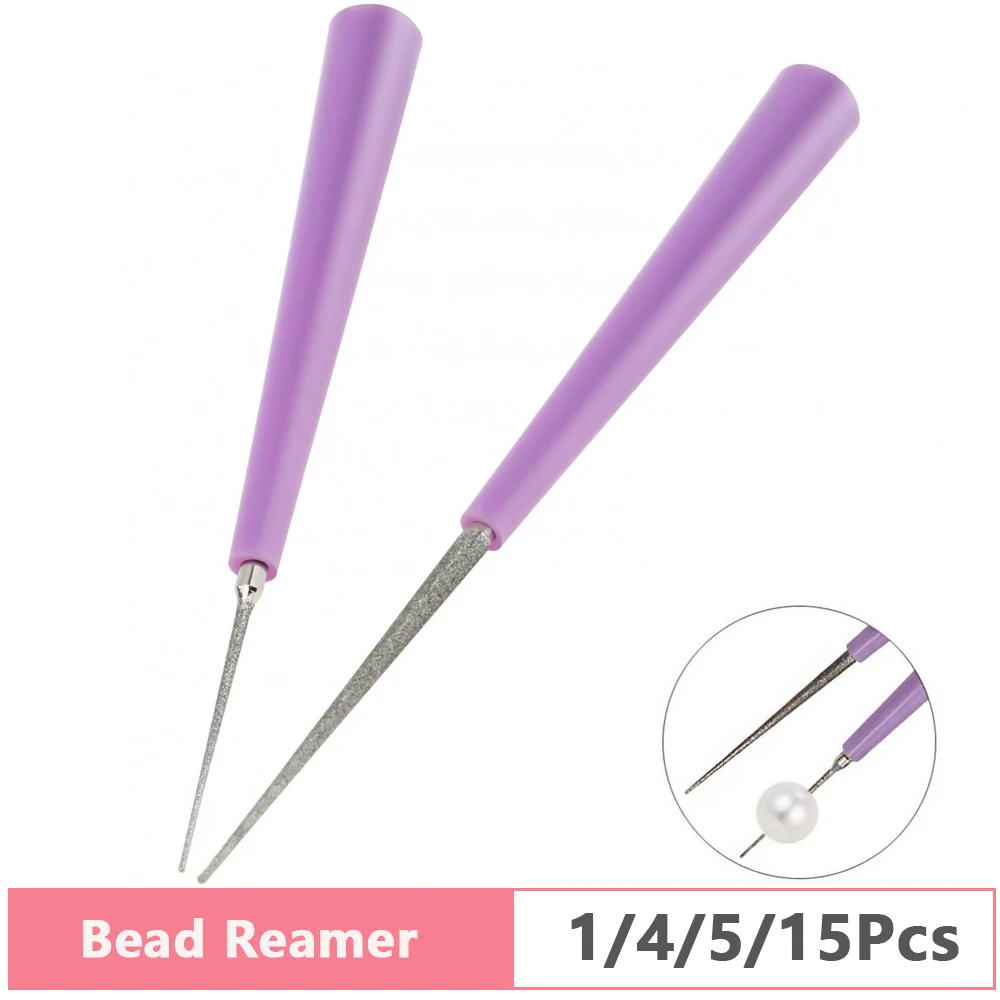 

1/4/5/15Pcs Diamond Tipped Bead Reamer Burr Beading Hole Enlarger Tools Puncher for DIY Jewelry Making Bead Reamer Hand Tools