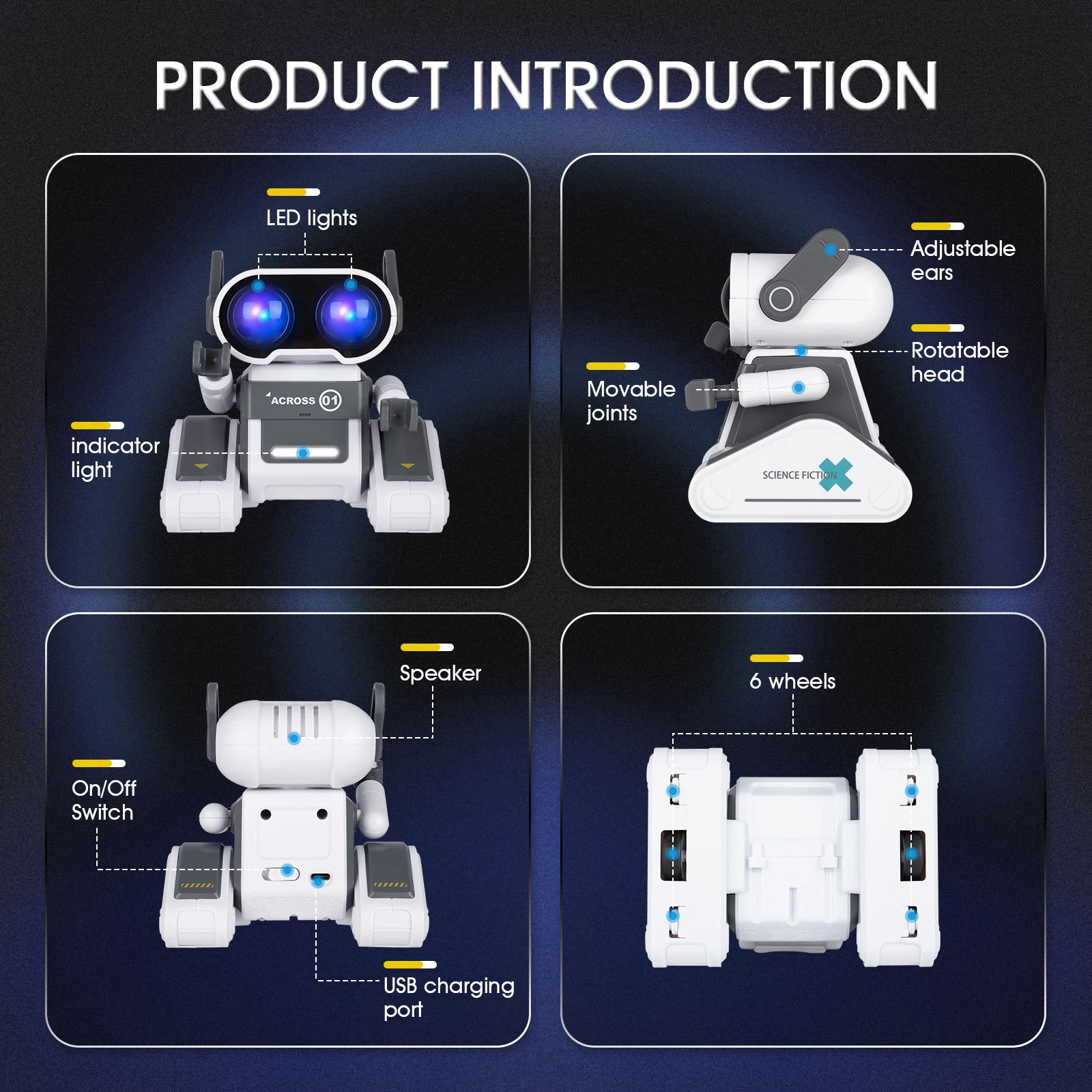 Robot Toys Kids Remote Control Toys with Music RC Early Education Gesture Sensing DIY Music Dance LED Eyes Boys Girls Gifts 2