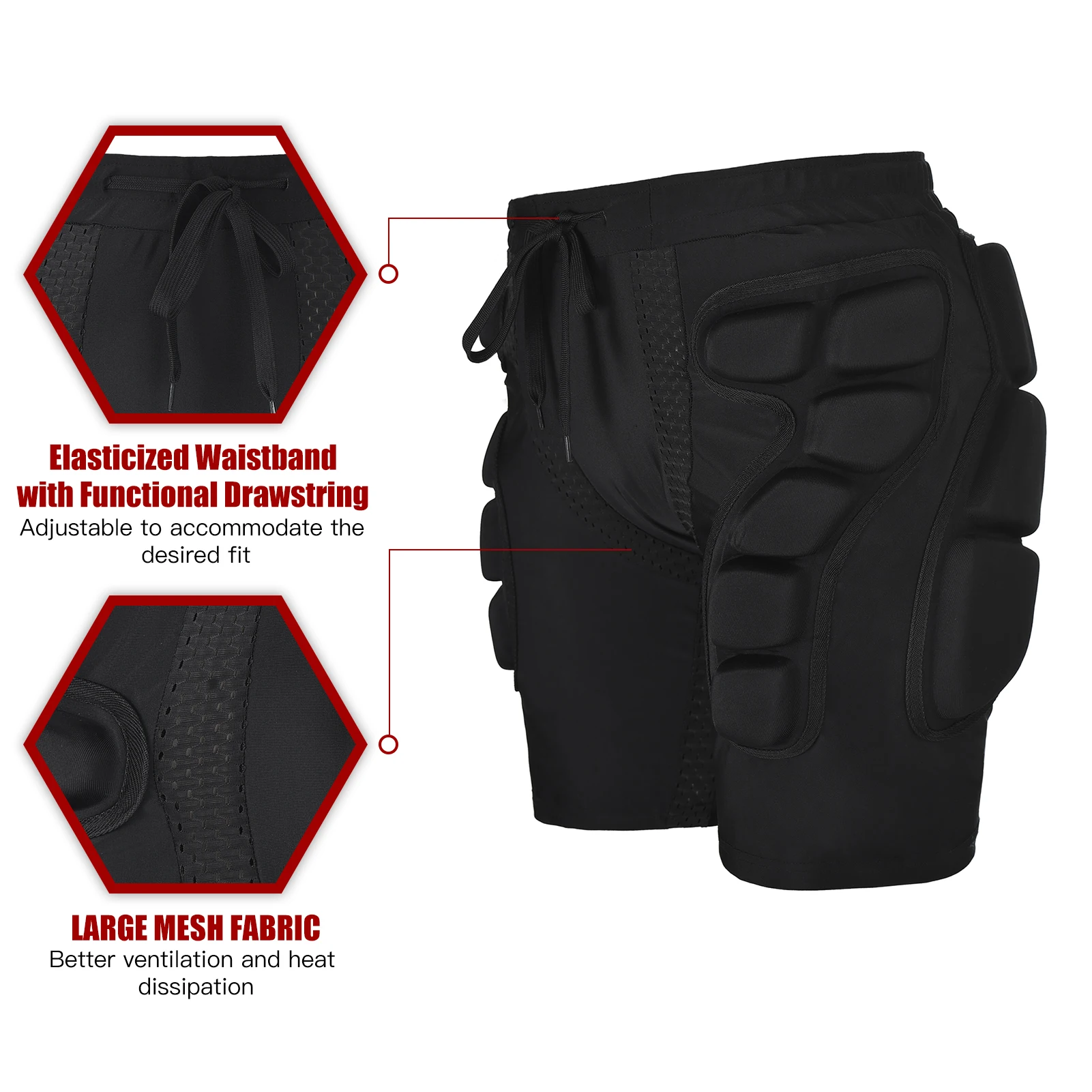 Snowboarding Protective Padded Shorts Lightweight Skiing Hip Protector Padded Short for Outdoor Skiing Skating