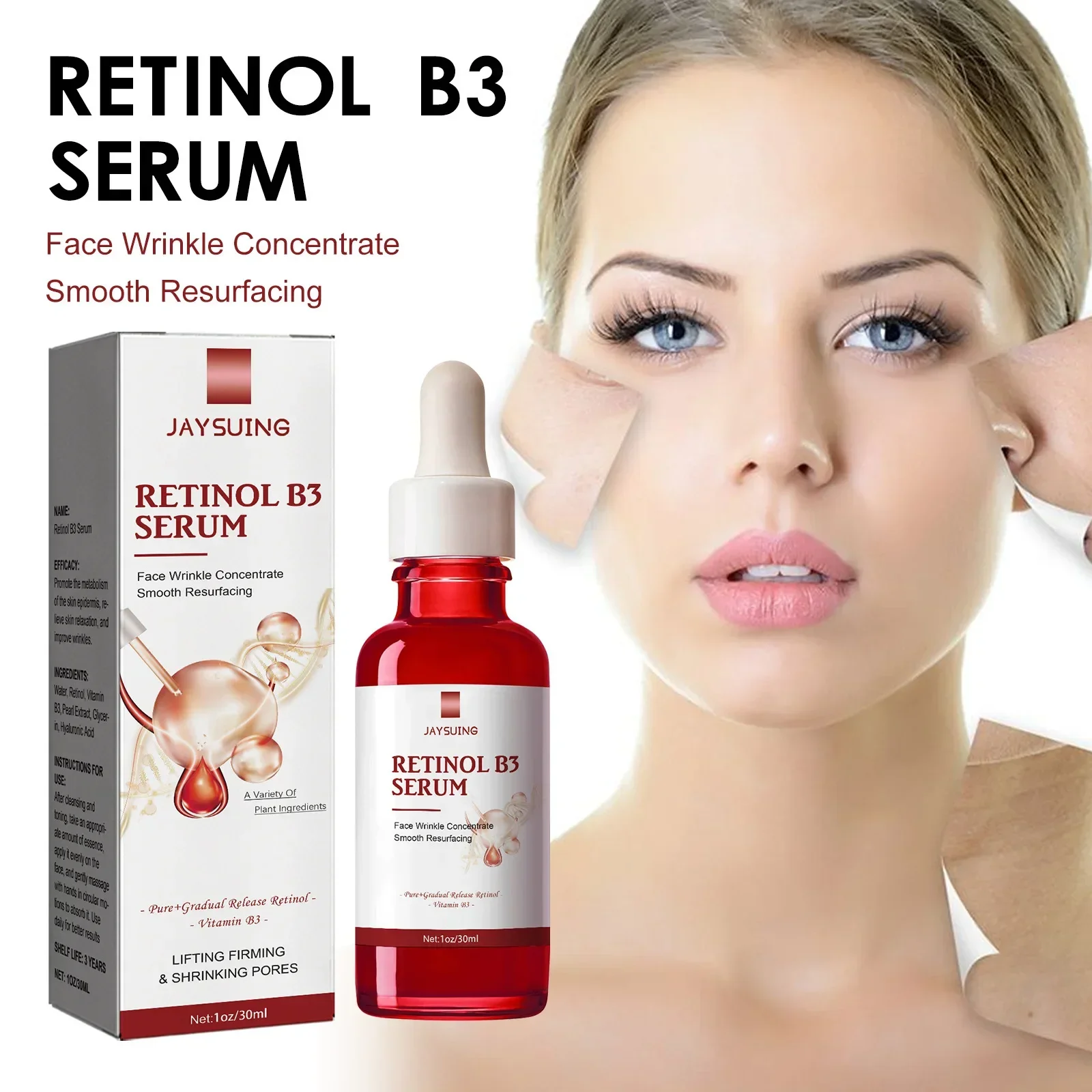 

Эссенция для лица Sdottor New Jaysuing Retinol, увлажняющая эссенция против морщин с эффектом выцветания и подтяжки кожи, Антивозрастная эссенция с витамином B3