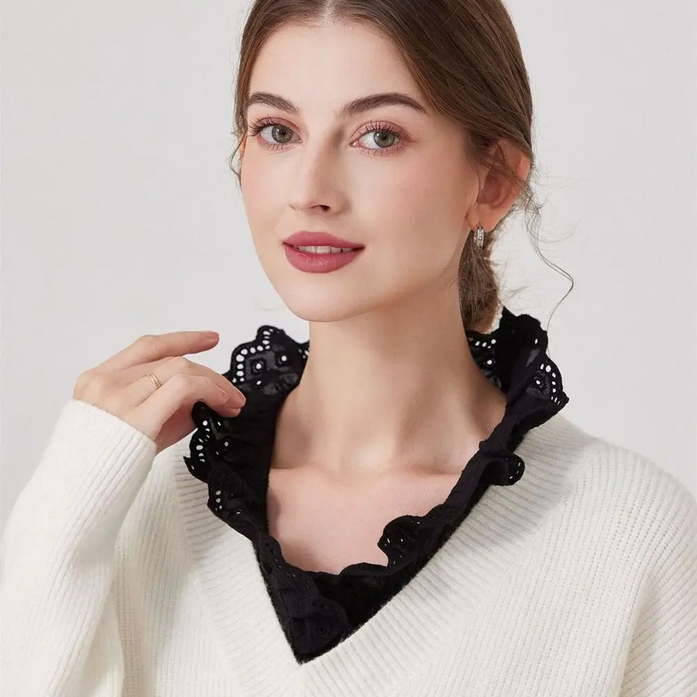 

Ложный воротник, кружевной Поддельный Воротник, сделай сам, белое ажурное украшение, воротник рубашки, съемное хлопковое нижнее белье, украшение одежды