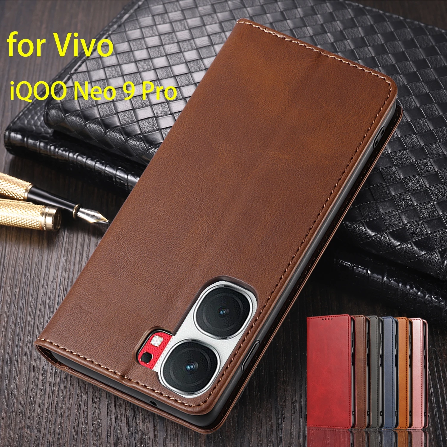 

Кожаный чехол для телефона Vivo iQOO Neo 9 Pro / Neo9 Pro