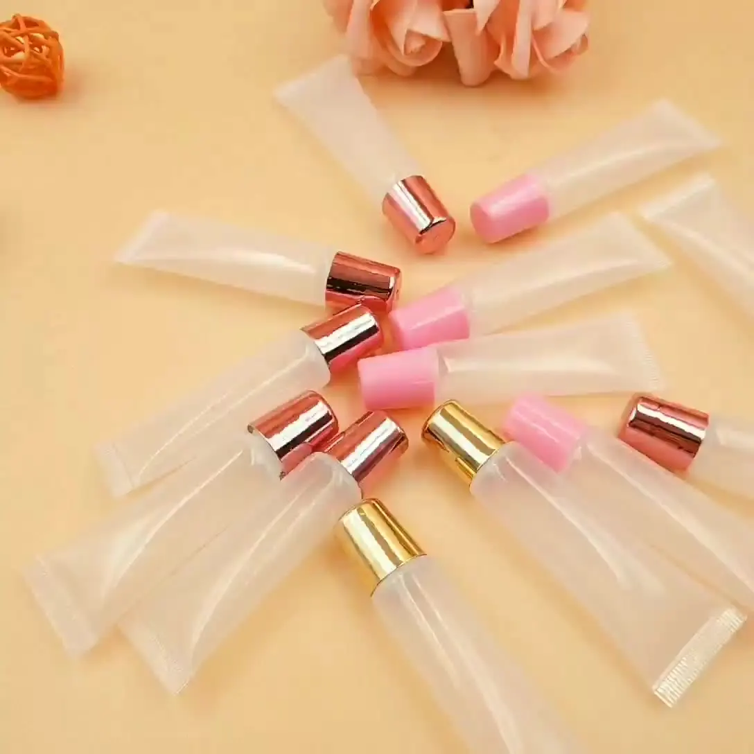 10ml 15ml lip gloss squeeze tube for Balm lipgloss Containers Mini Soft tube Private Label LOGO empty squeeze lip gloss tubes