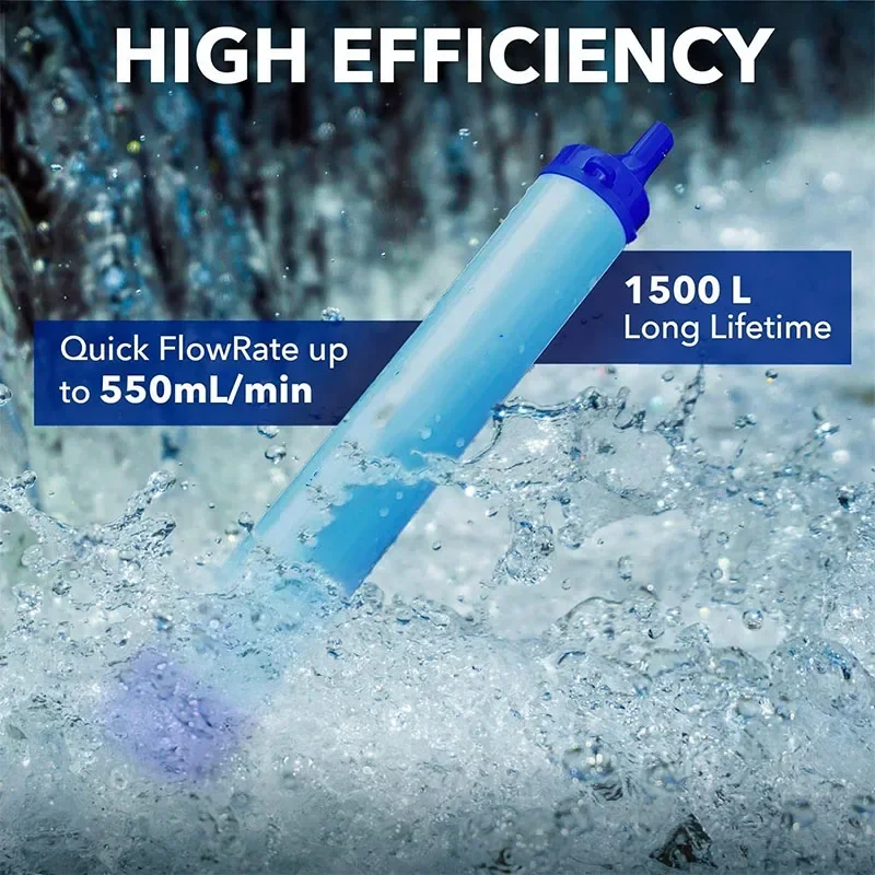 Description Picture 4 of itemOutdoor Water Purifier Camping Hiking Emergency Life Survival Tools Portable Purifier Water Filter Straw Travel Cooking Supplies