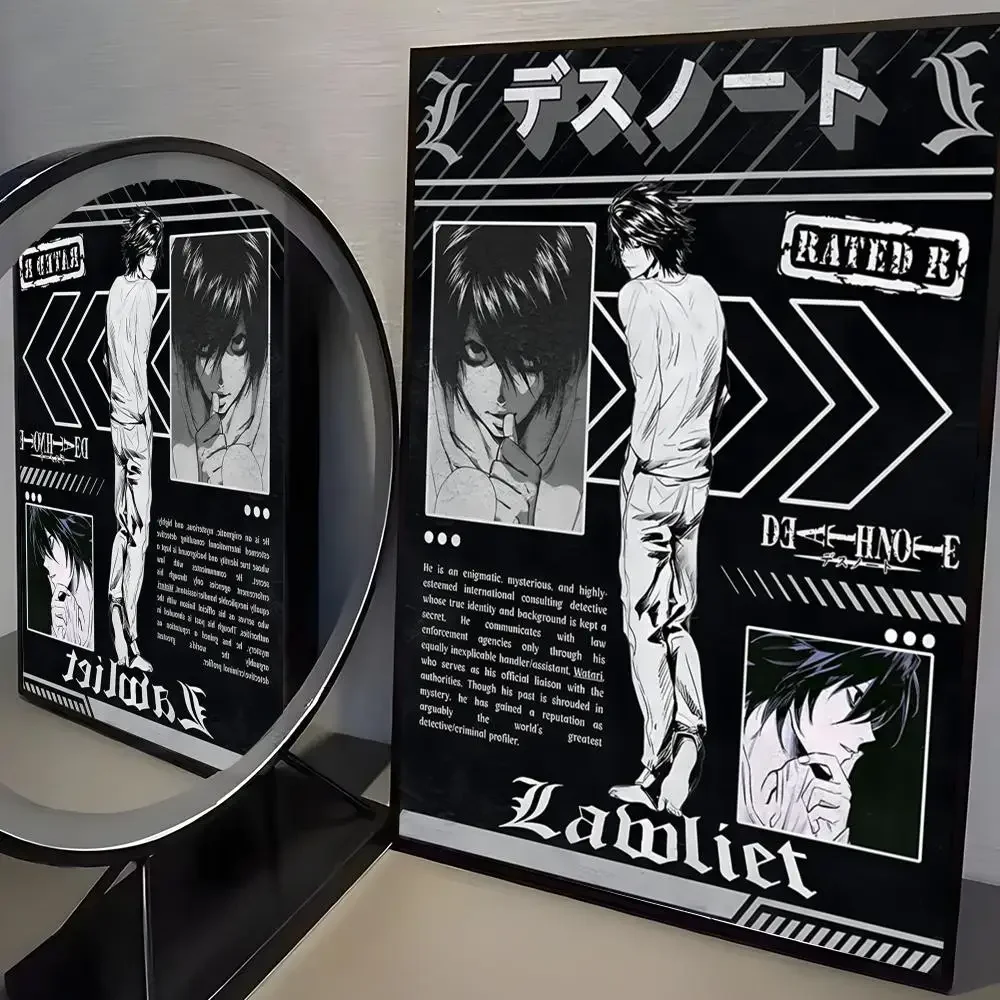 Anime D-Death Note Gemälde Kalligraphie Hochwertige Baumwolle Leinwand Poster Wandkunst für Wohnzimmer Moderne Kaffeehaus Dekor – Detail 28