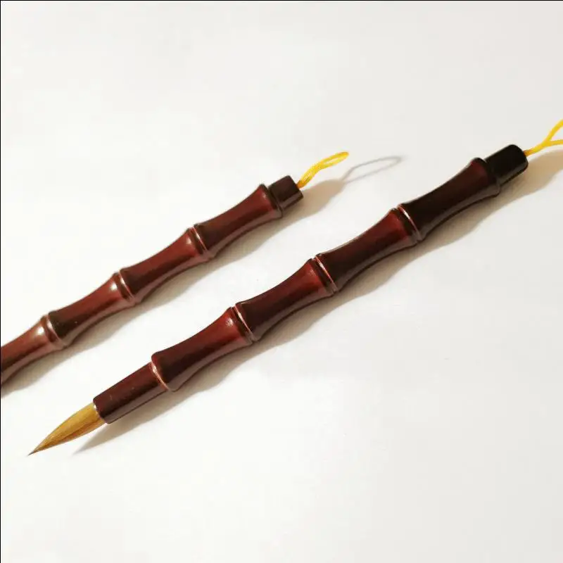 Paint Brush Calligraphy Brush 1Pc Wooden Handle Weasel Hair Chinese Brush China Calligraphy Painting Festival Couplets Small Regular Script Writing Supplies