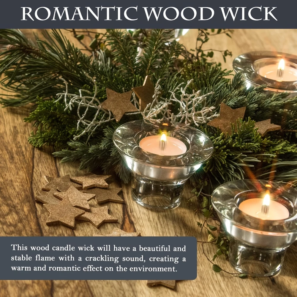 10pcs Wooden Candle Wicks with Metal Clip Bases Frame Designed for Making Soy Wax Candles Natural Wood DIY Aromatherapy Supplies