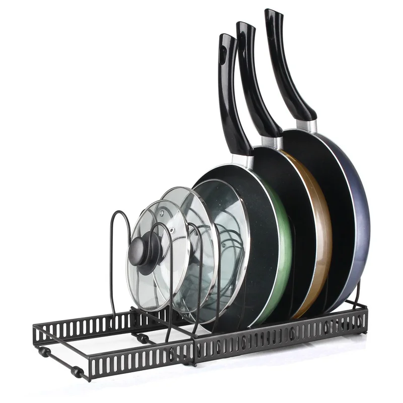 

Iron Pot Cover Storage Rack Multi-layer Adjustable Multi-functional Telescopic Desktop Pot Rack Kitchen Tools Items Dish Rack