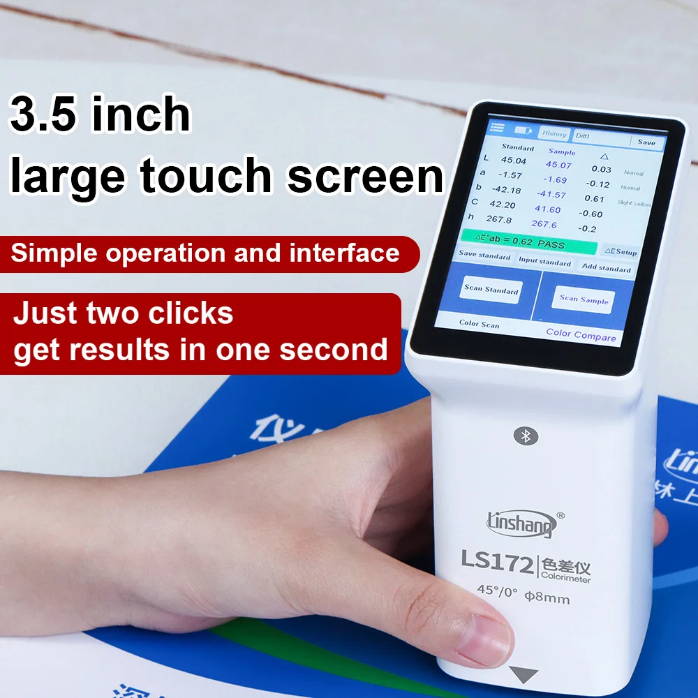 Digital Colorimeter Color Meter Colormeter LS172 45&deg;/0&deg; D65 Light Source Paint Touch Screen APP PC Software cmyk