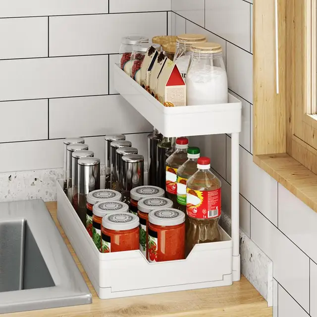 1pc, Pull Out Spice Rack, Kitchen Organization, Pull Out Spice Rack  Organizer For Cabinet, Under Sink Organizer, Sliding Spice Organizer Shelf  For Kitchen Cabinet, Rustproof Durable Spice Cabinet Organizer, Spice  Organizer, Kitchen