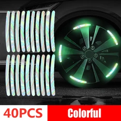 Colorful Reflective Wheel Strips - 40 Piece Set for Car and Motorcycle Decor (40Pcs Colorful)