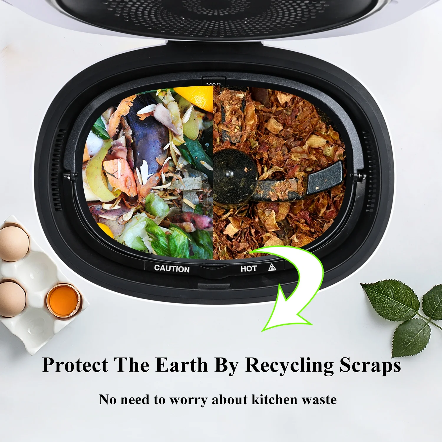 Latest Large Capacity Electric Indoor Kitchen Waste Composter Bin Counter-Top Food Waste Disposer Continuous Feed 4