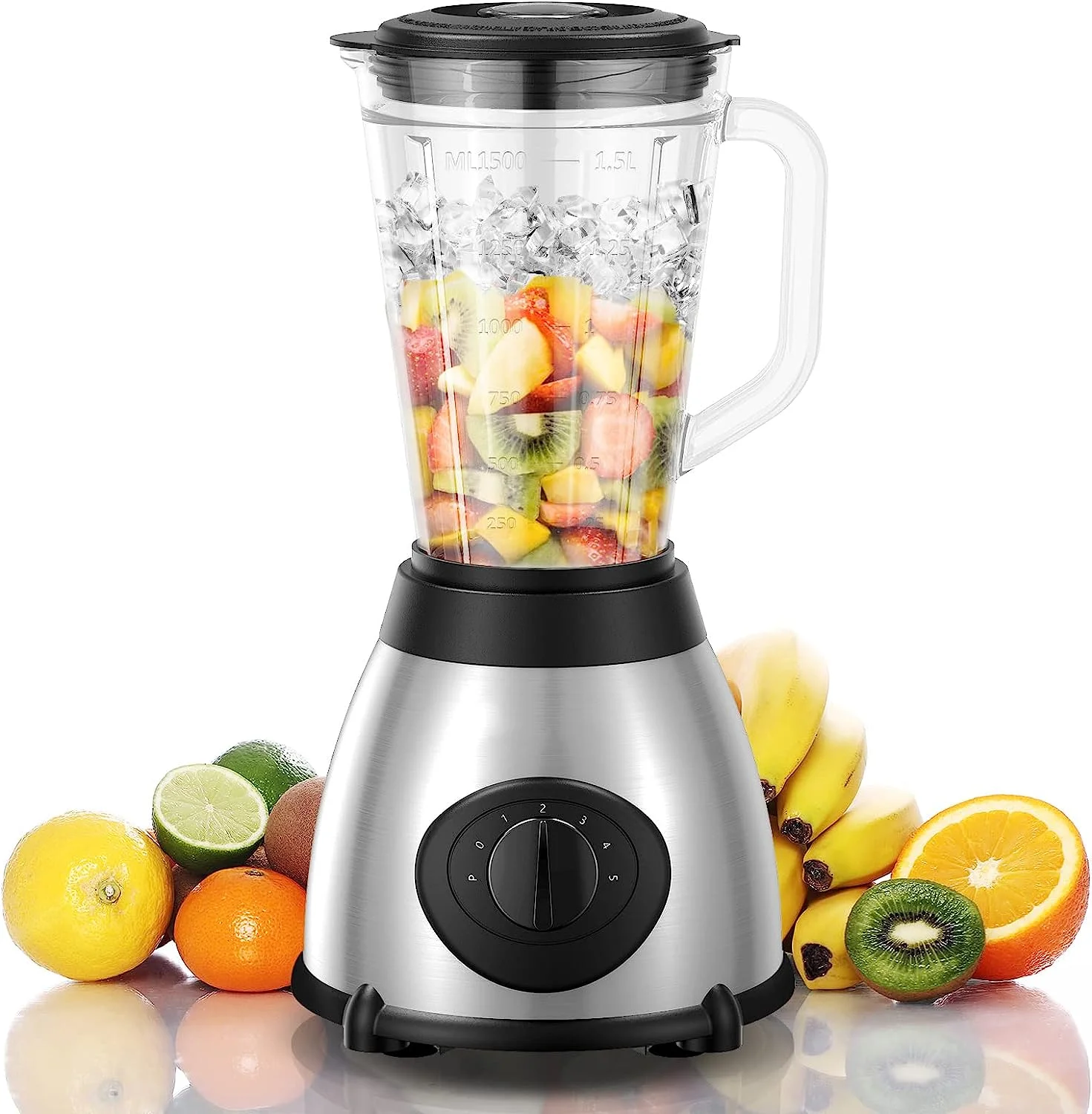 

Blender, 1000W Professional Kitchen Blender for Shakes and Smoothies High Speed Ice Blender Drinks 48 OZ Glass jar (Black) Dtf
