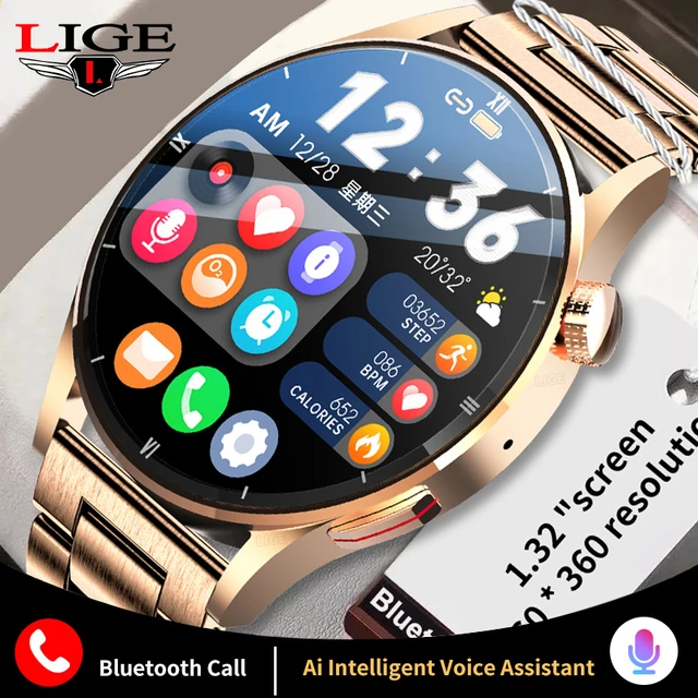 LIGE-reloj inteligente para hombre y mujer, accesorio de pulsera resistente  al agua IP67 con pantalla táctil, Bluetooth, compatible con Android e IOS