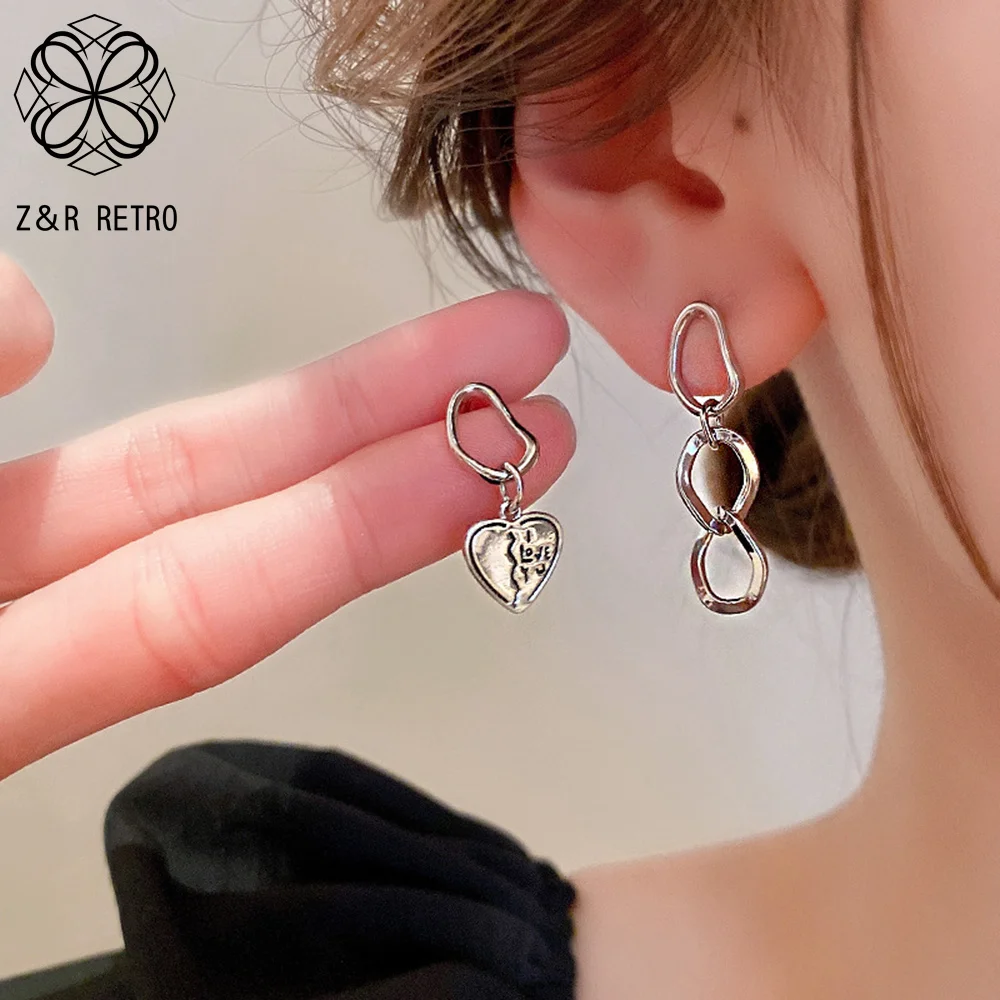 Eekhoorn pad Oceaan Women's Fringe Chain Drop Earrings Fashion Heart Drop 2023 Asymmetric Trend  New Jewelry for Women Punk oorbellen Stud Pendientes - AliExpress