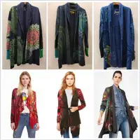 Foreign Trade Original Order Spanish Women's Knitted Yarn Printed Beaded Embroidered Cashmere Long Cardigan Shawl Coat 1