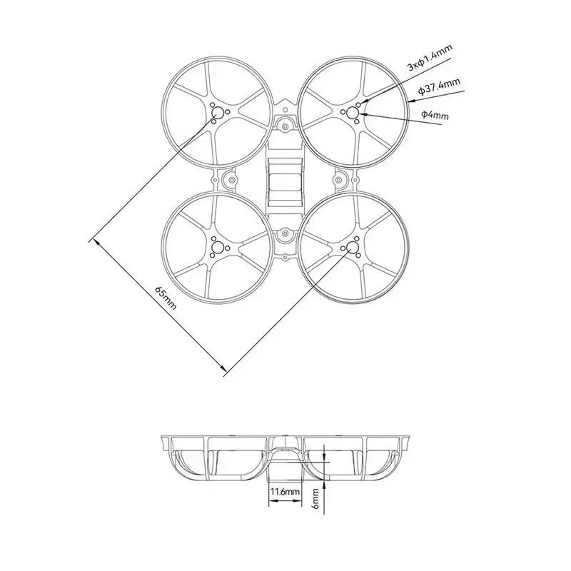 BETAFPV Meteor65 Pro/Air65 II 랙 3.22g 65mm 26X26mm 마운팅 홀 크로스형 후프 스타일 FC 마운팅 패턴 호환