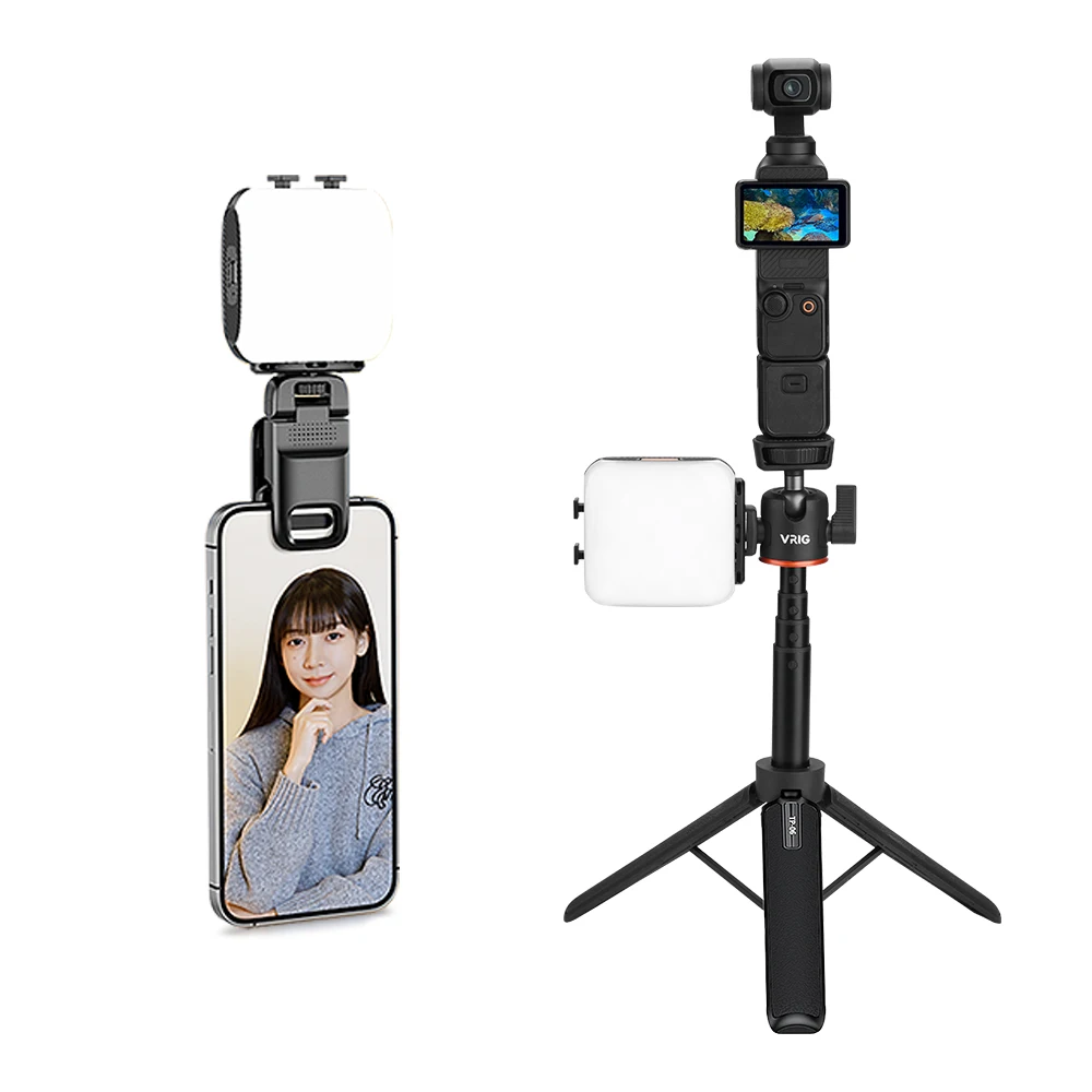 

BRDRC Selfie Fill Light For Smartphone/ Sport Cameras Adjustable For Pocket3 Selfie Stick Expansion Mounting Bracket Pole Tripod