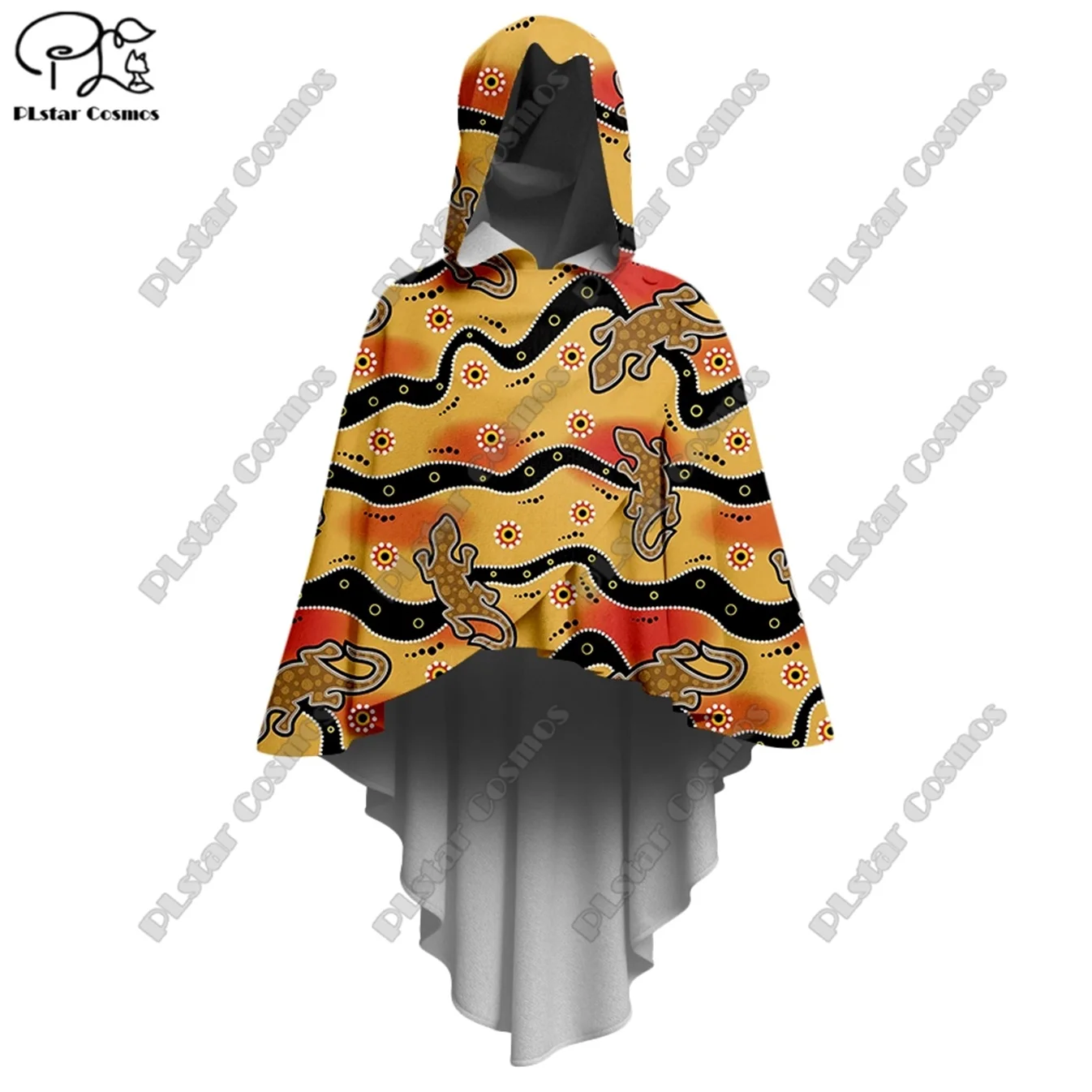 

PLSTAR COSMOS New Aboriginal Series 3D Printed Aboriginal Art Print Pattern Women's Hooded Cloak Irregular Cloak Daily Y-5