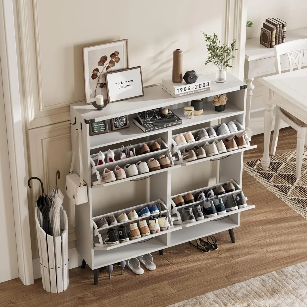 Shoe Cabinet with 4 Flip Drawers for Entryway Freestanding Shoe Organizer