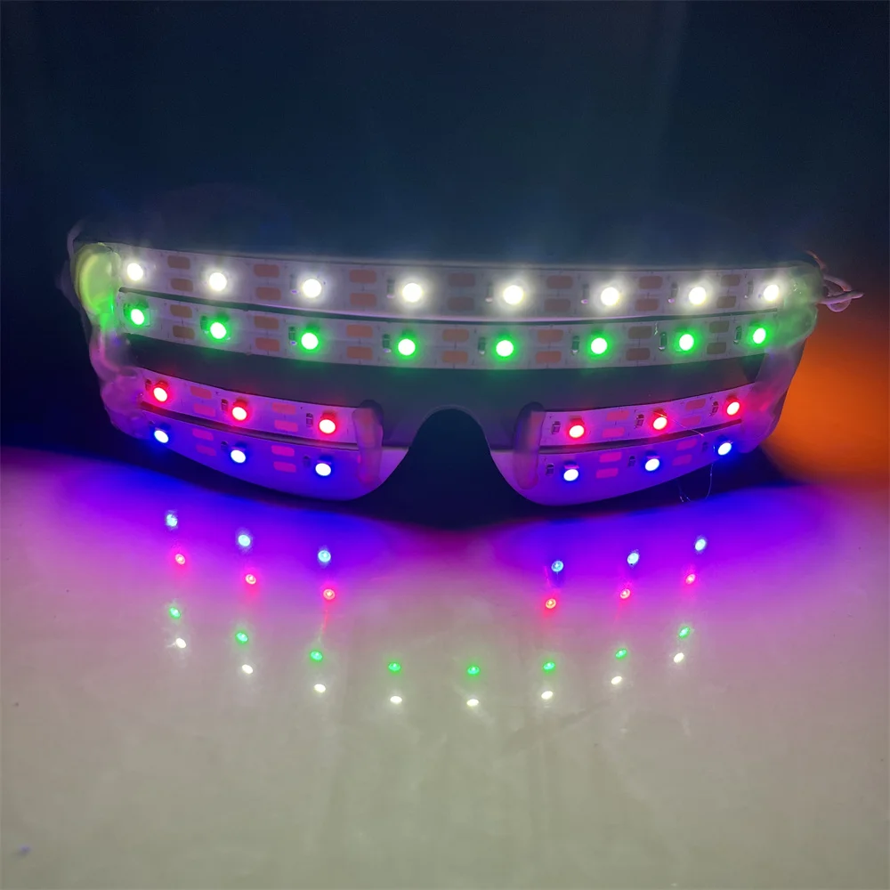 

Cool Multicolour Rechargeable Battery Led Glasses RGB Glowing DJ Dancer Performance Show Sunglasses For Night Club