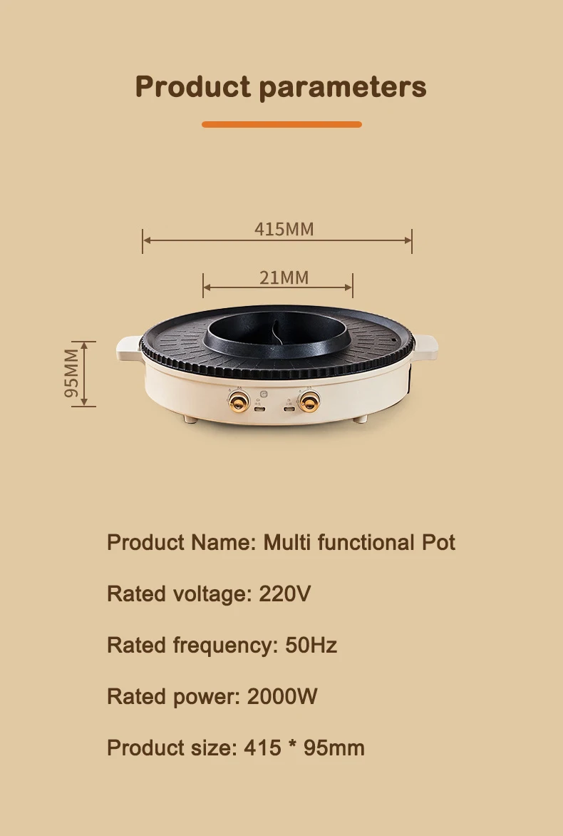 DMWD Electric Hot Pot Home Multi-function All-In-One Barbecue Machine Grill Shabu Frying Pan Smokeless Roasting Hotpot 6