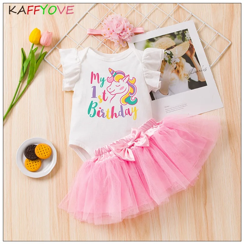 

Baby Girls Clothes Set First Brithday Baptism Newborn 0-24M Infant Summer Spring Outfits Skirt Bow Bodysuit Infantil Clothing