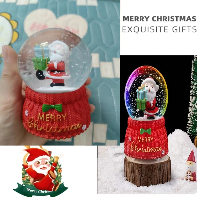 Boule à Neige Noël Père Noël Cadeaux Lumineuse Décoration Festive