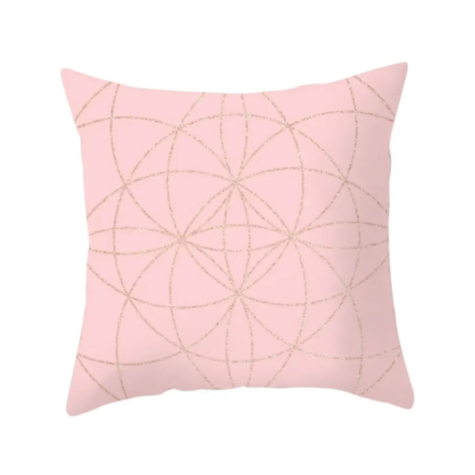 Modern Pink Polyester Pillow Cover Set of Four