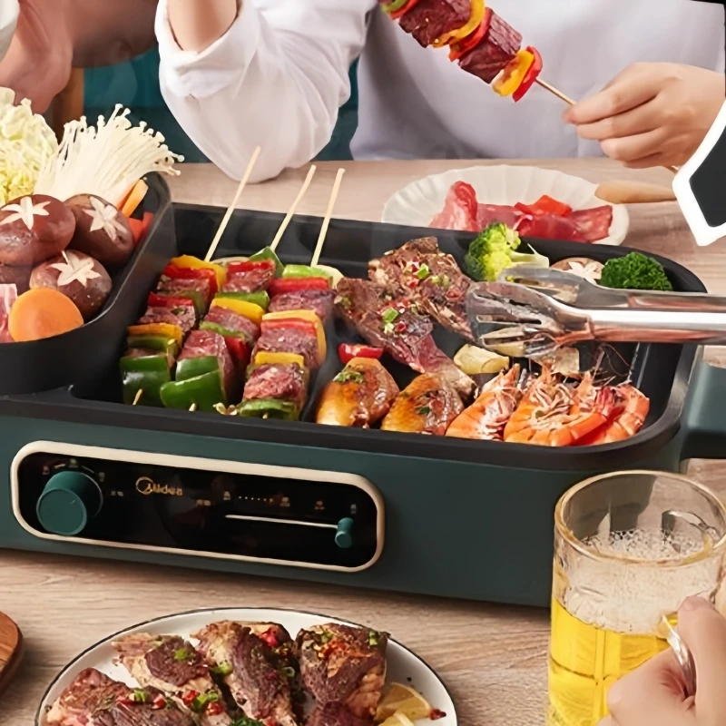 Midea 220V Shabu Shabu All-in-One Deepened Multifunctional Household Shabu Smokeless Grill Pan Roast Fish Roast Meat 3