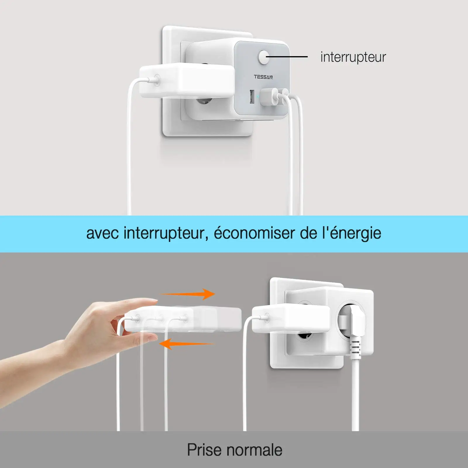 TESSAN European Korea Plug Electric Socket Extender with USB Ports Tee Socket Cube Multi-tap Power Strip Adapter for Home Travel power strip plug adapter electrical socket