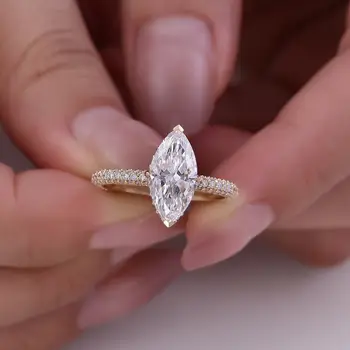 1.5-3CT Marquise Cut Lab Diamond Ring 1