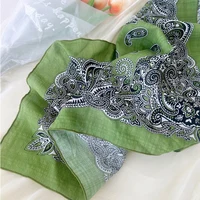 55*55cm Cotton Linen HairScarf Bandana Floral Print Neckerchief Square Handkerchief Turban Neck Scarf Hair Accessories For Women 4